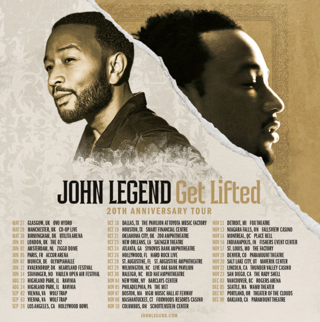 John Legend's Get Lifted 20th Anniversary Tour poster