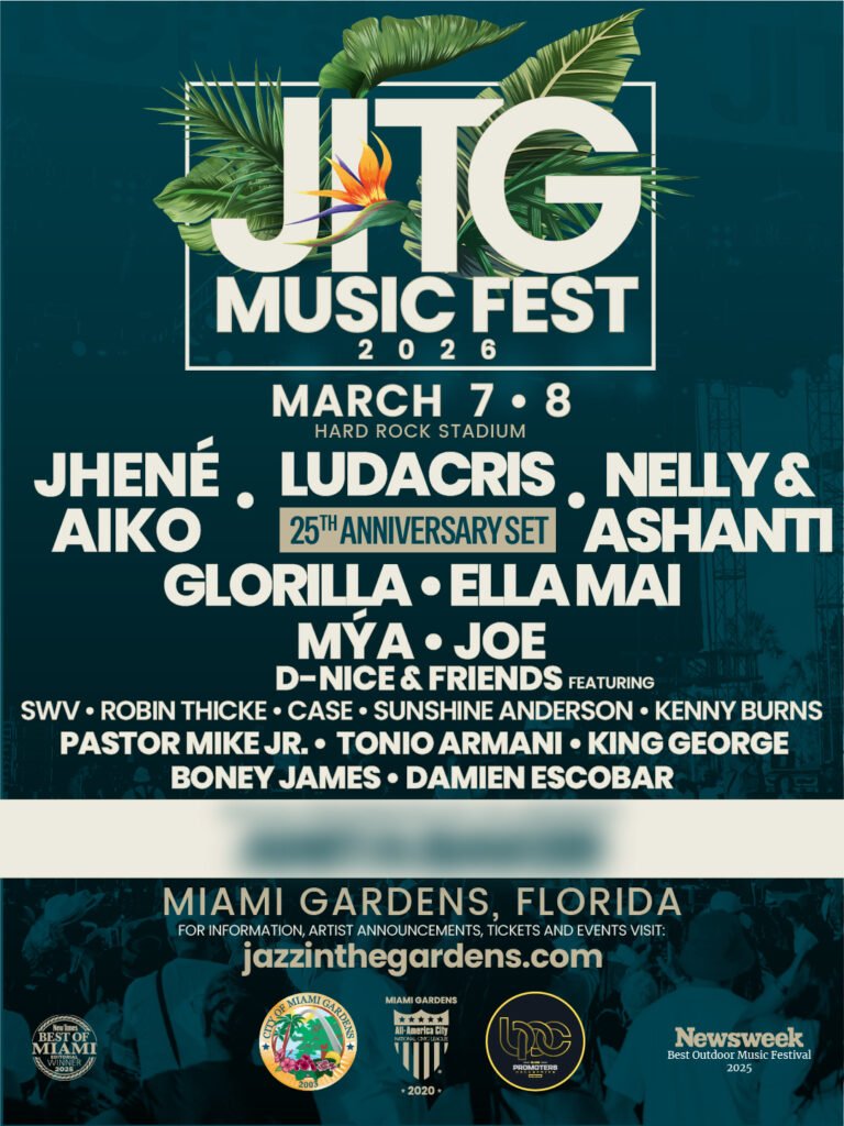 Jazz in the Gardens 2026 lineup poster