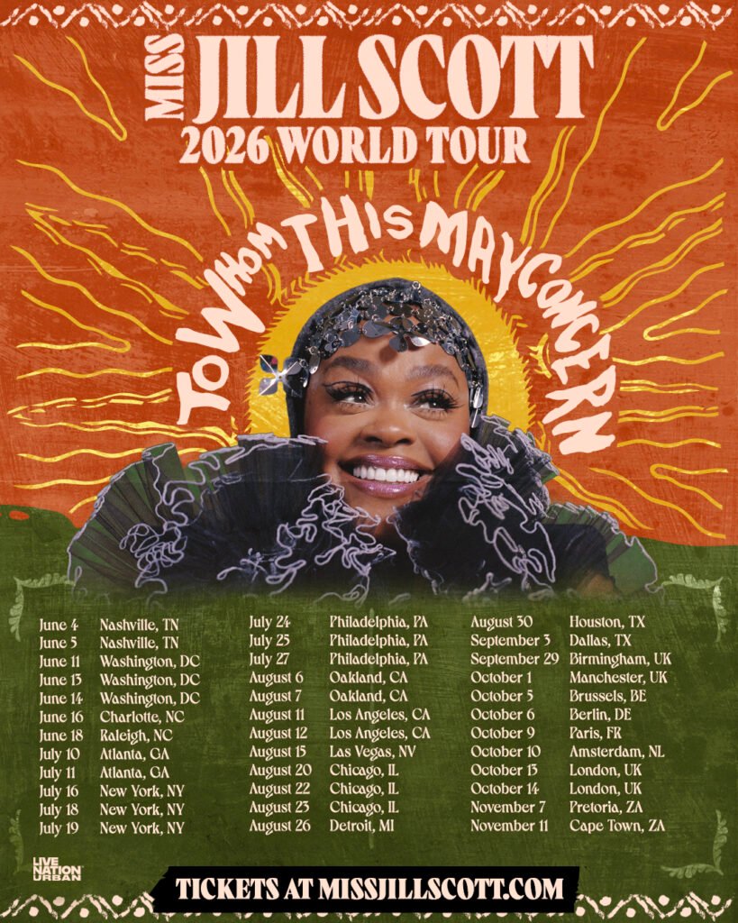 Jill Scott's To Whom This May Concern World Tour poster